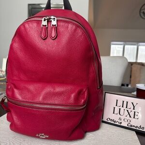 Coach Genuine Leather Backpack in Red